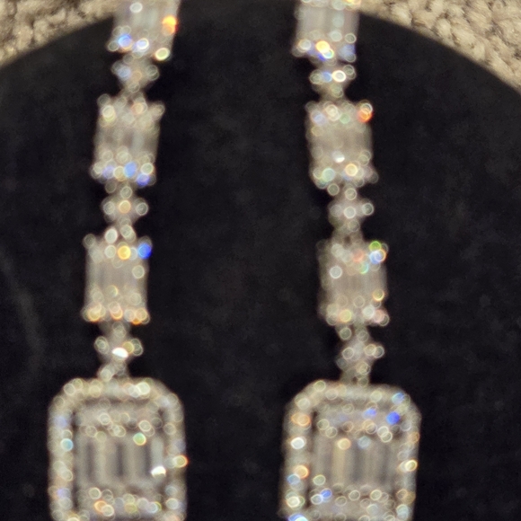 Stunning Silver Crystal Drop Earrings - Picture 12 of 15